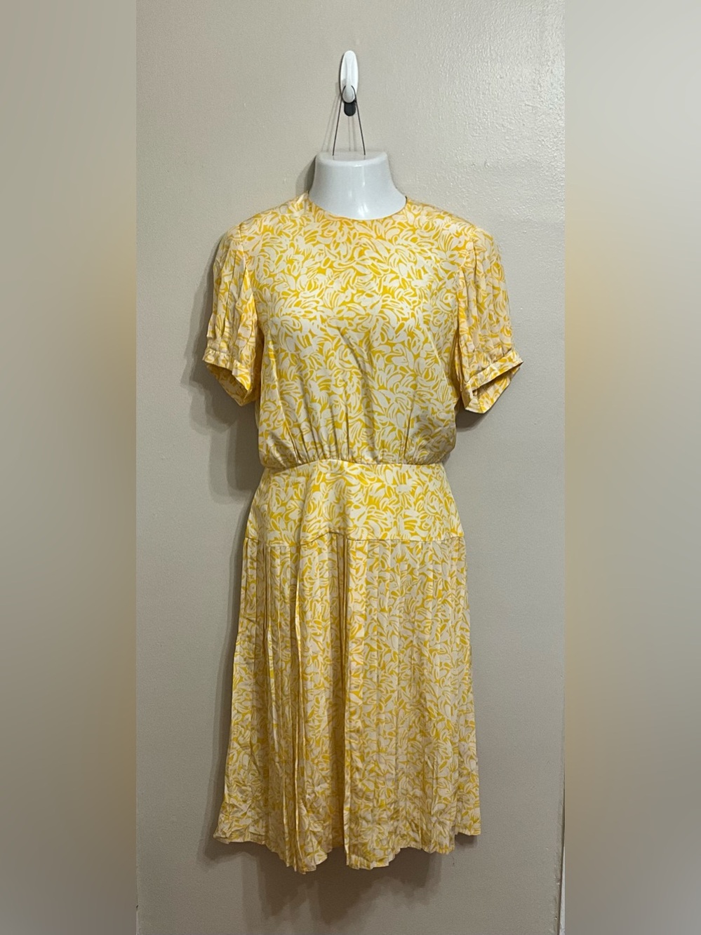Cadaz - Vintage 100% Silk Patterned Midi Dress - Sz 14
